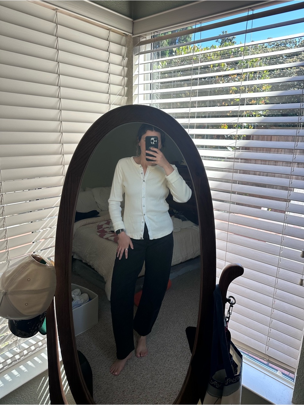 Madewell Cream Ribbed Button Cardigan - Size L
